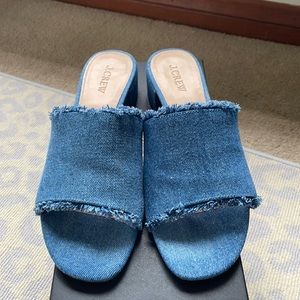 Denim low heeled slide